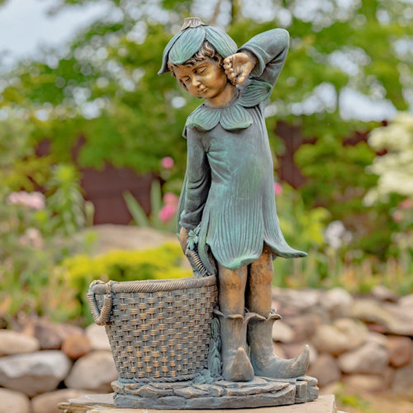 Fairy Garden Statue with Basket Planter